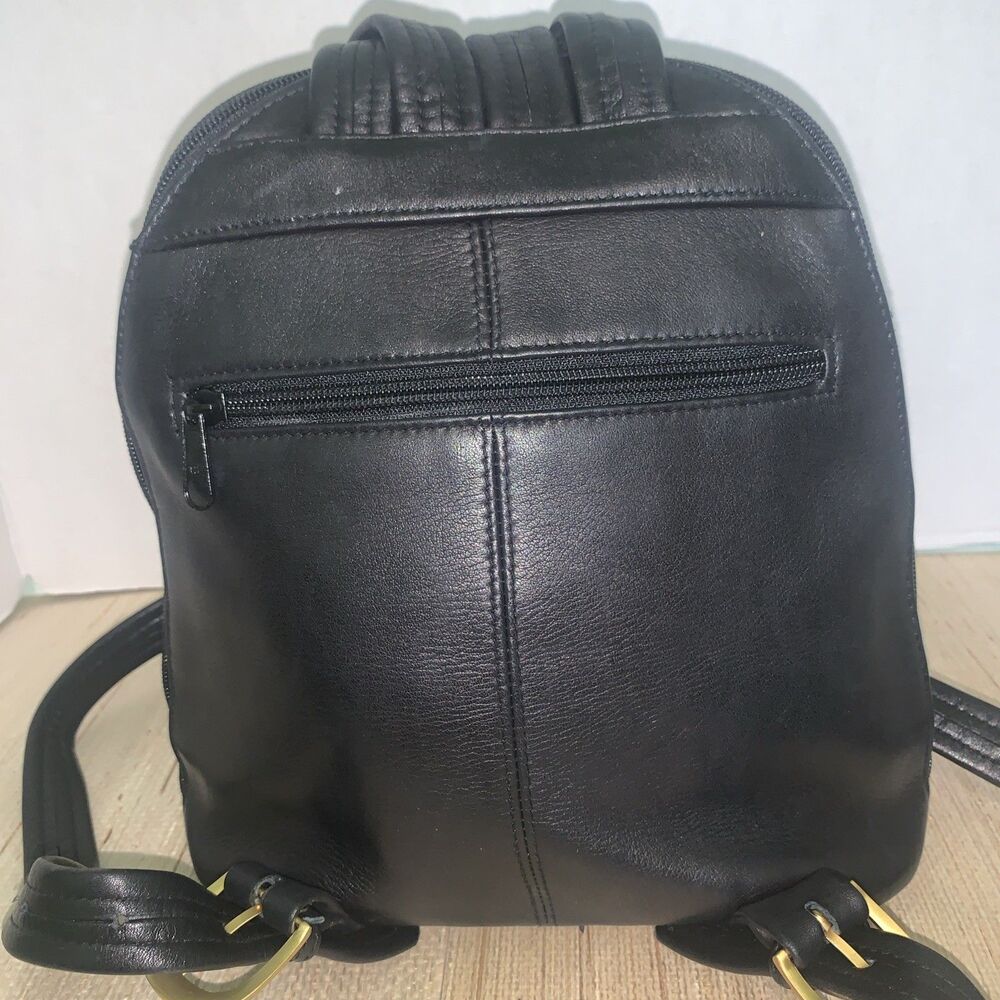 Tignanello Soft Black Vintage Leather Backpack Boho Academia Adjustable Soft Y2K - Picture 7 of 16
